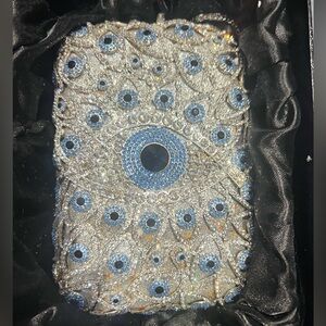 Swarovski Elements Silver & Blue Evil Eye Crystal Clutch